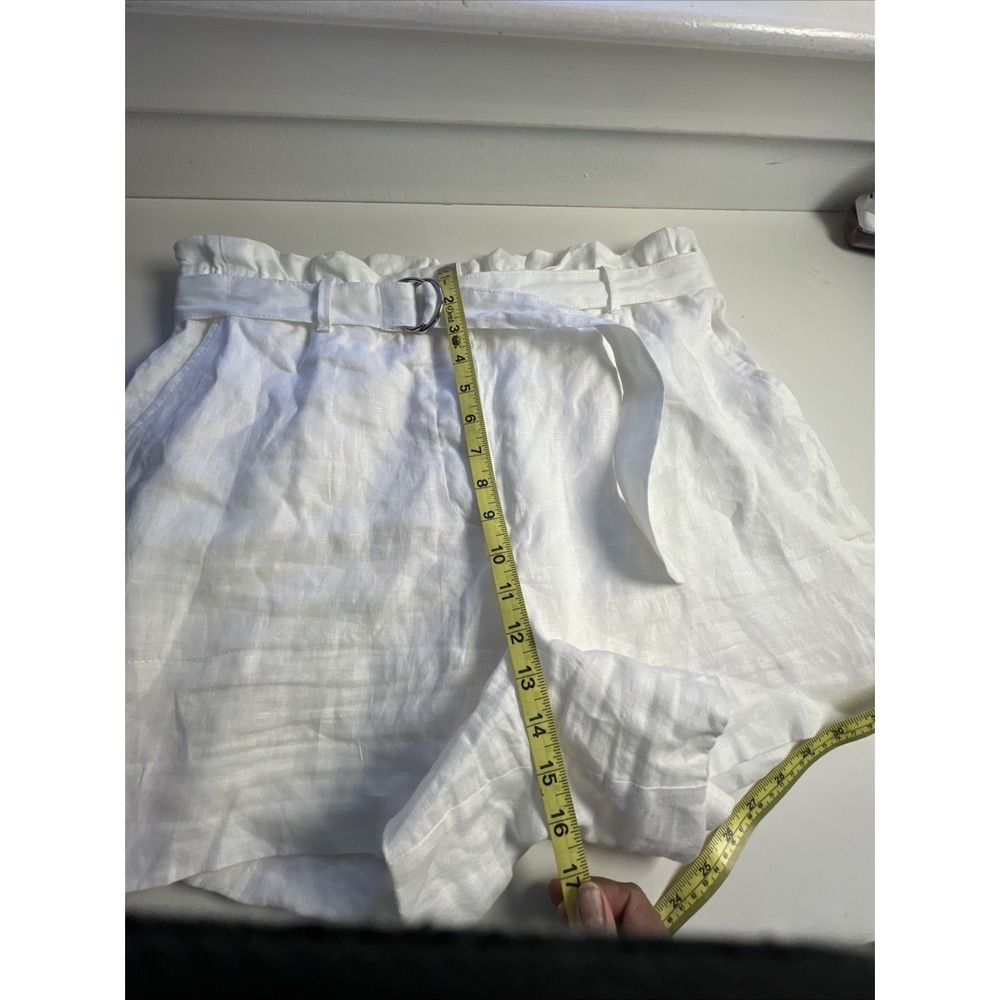 Banana Republic Womens Large 100% Linen Shorts Flax White Belted Lined - Picture 5 of 6